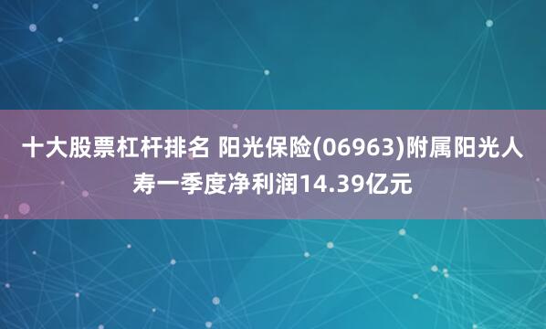 十大股票杠杆排名 阳光保险(06963)附属阳光人寿一季度净利润14.39亿元